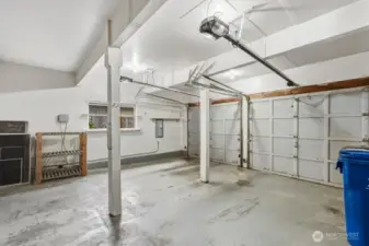 Large two car garage with lots of storage space!