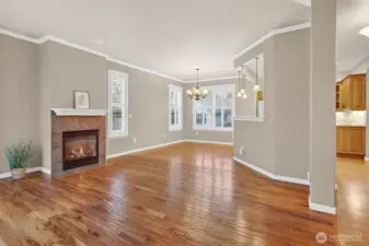Natural Gas fireplace and crown molding