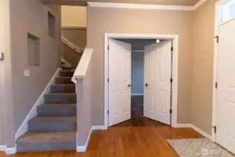 Stairs and primary double doors