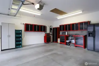 Craftsman cabinets and workspace