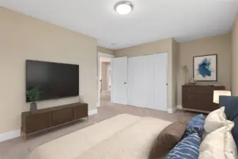 Another view of the 3rd bedroom, shows the long closet space and nook space next to it, perfect for your dresser or desk, while the remainder of the room gives a blank slate for your décor dreams.