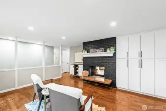 The other side of the double sided fireplace