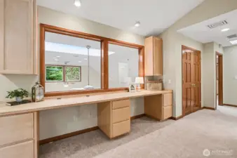 Upstairs loft study area overlooks the great-room.