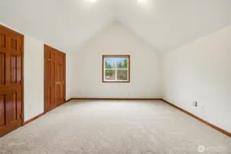 One of four large bedrooms with vaulted ceilings and dual closets.