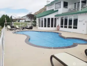 Large in-ground pool and deck