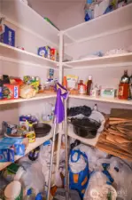 Roomy pantry with loads of shelves to hold all your kitchen supplies.