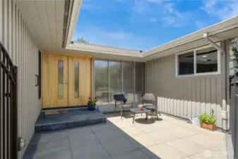 Gated courtyard in front entry