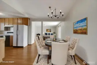 Dining area with virtual staging.