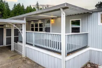 Large deck off the front of the home offers great space for enjoying fresh air during the summer.