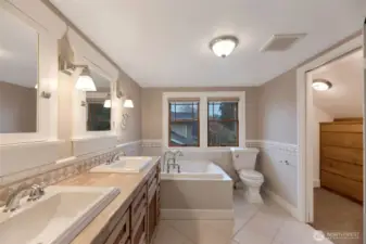 Heated floors, custom cabinetry and a soaking tub! Relaxation begins here!