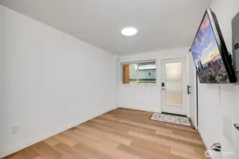 lower level bedroom with it's own exterior door to the ground level patio.