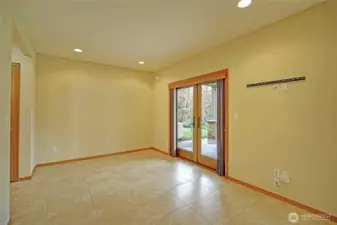 Flex space downstairs (full bath and separate laundry to the left).