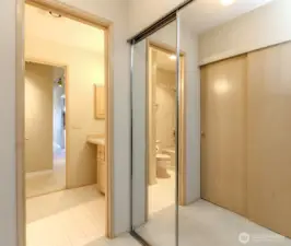 Double set of closets in first bedroom