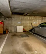 One parking spot in secure parking garage.