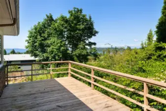 View deck off dining and living room with views out to Lake Washington!