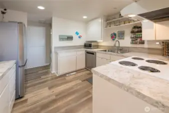 Generous counter space for prepping meals or casual gatherings.
