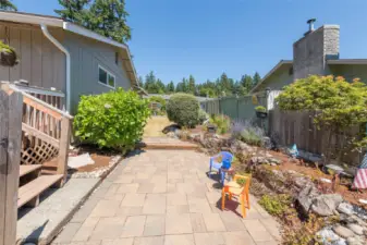 Multiple outdoor areas for relaxing or play.