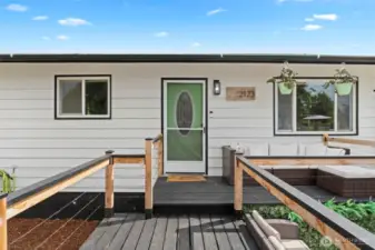 Multi level front decking to front entrance