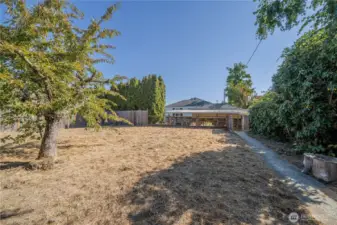 Looking East from the Alley into the side yard back towards the house.   Possibilities Galore - all it will take is vision, creativity & of course money