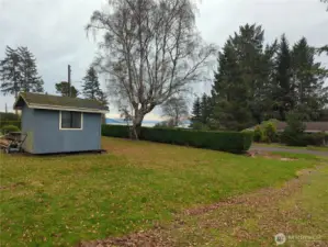 Glimpses across the river toward Astoria.  (Shed is on neighbor's property)