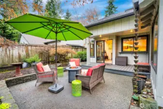 Beautiful rear patio looking back toward the kitchen window.