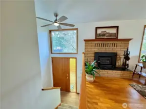 Classic split level with 2 wood burning fireplaces, 1 up and 1 down. Fresh whole house interior painting just completed.