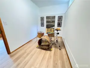 Currently set up as a music room. Could be a walk-in closet or an office.