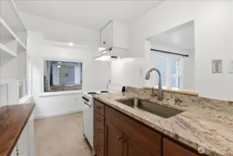 Cottage with small dining area at far end