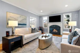 Living Room with gas fireplace.