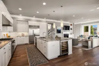 Built-in SubZero, wine cooler, and Wolf 6-burner range + 2nd oven for the serious chef.