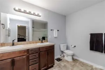 Primary bathroom with double sinks