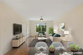 Virtually Staged Dining and Living Room.