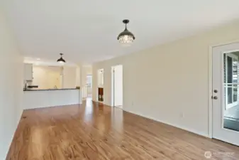 Open concept living and dining room.