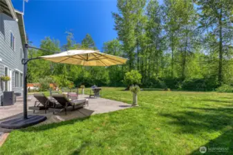 Back yard patio with privacy.
