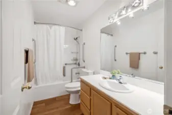 Full bath with beautiful subway tile