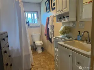Updated bathroom with gorgeous sink