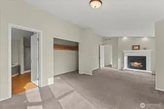 En suite bathroom is off the primary bedroom