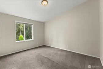 Bedroom 3 has a nice view of the woods. No neighbors nearby, just trees.