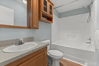 Main bathroom has a tub