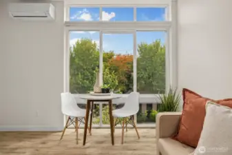 Wall of windows keeps the home filled with light