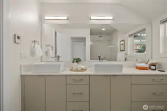 Primary ensuite with luxe, spa-like details