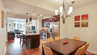 Greatroom style living with flexible space for dining or home office