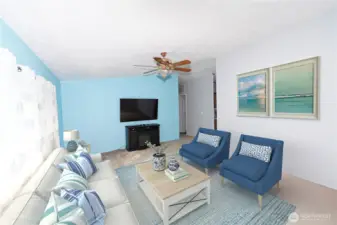 Virtual staged living room