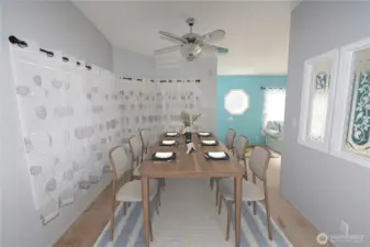Virtual staged dining room