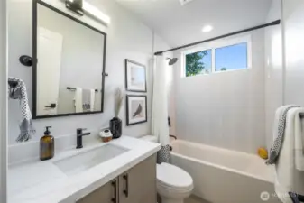 Entry level full bathroom.