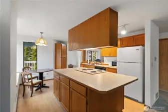 The kitchen with eat in dining space.