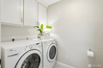 Utility room with extra storage & half bath.