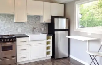 This is a close up of the remodeled tiny house kitchens.