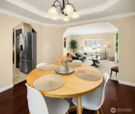 Kitchen to the left, Family room to the right