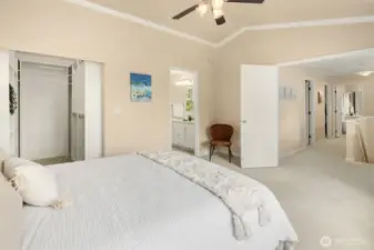 Primary -Walk in Closet, Primary bath and then thru the double doors you see 2 of the 3 other bedrooms and the other bathroom.
